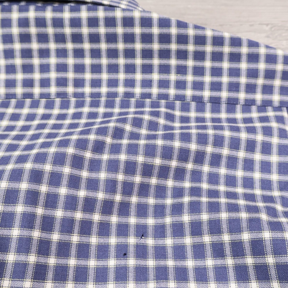 Wool & Prince Slim Merino Wool Gingham Shirt Men's M Blue White - Picture 6 of 11